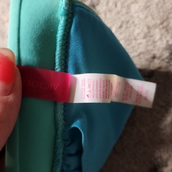 Victoria's Secret Halter Bikini Top Medium Blue Green Sparkled - Picture 4 of 4